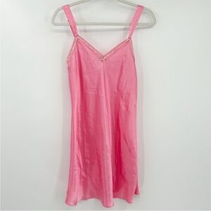 Morgan Taylor Y2K Coquette Satin Lace Trim Slip Dress Size S Bubblegum Pink